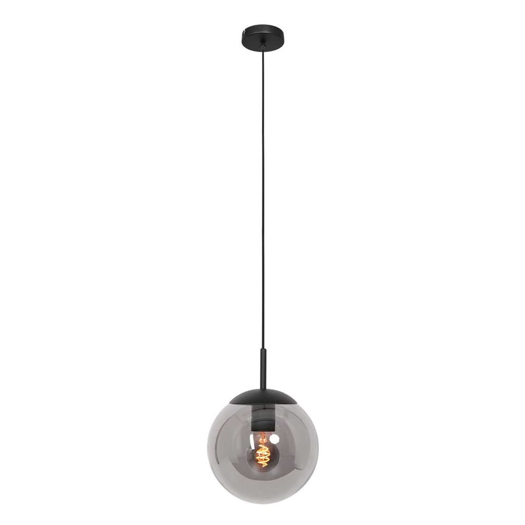 Suspension boule en verre fumé noir suspendue à son câble réglable
