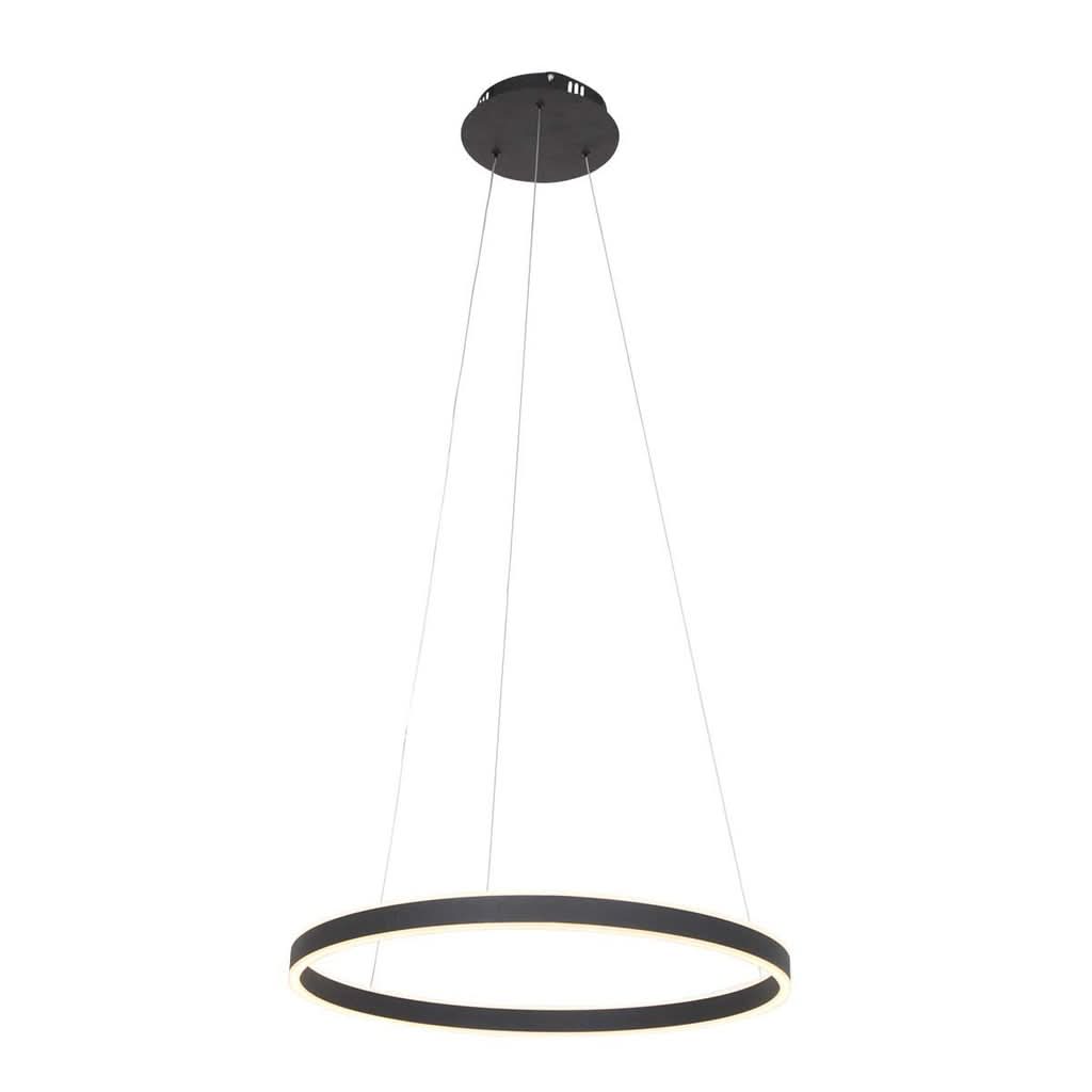 Lustre rond noir LED Ringlux Ø 60 cm, anneau lumineux pour salon et salle à manger