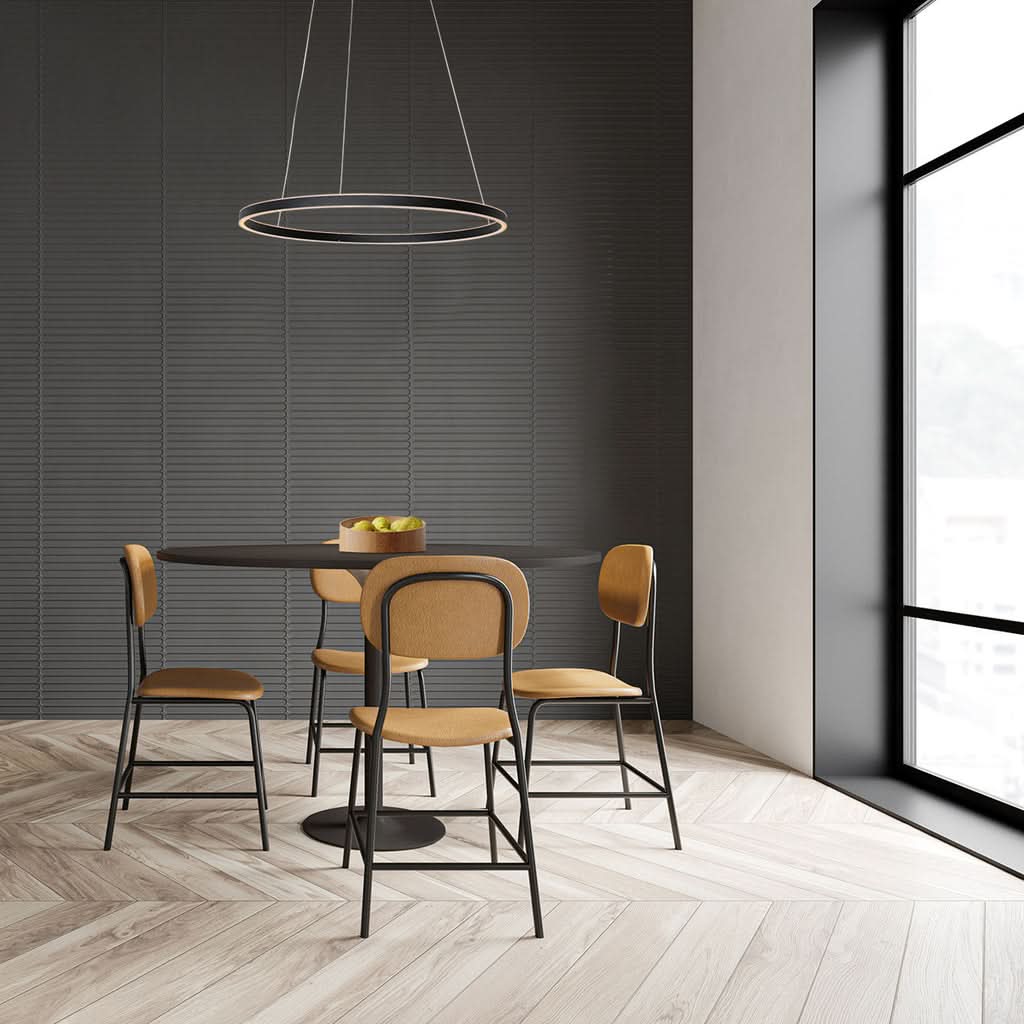 Lustre rond noir LED Ringlux Ø 60 cm, anneau lumineux pour salon et salle à manger