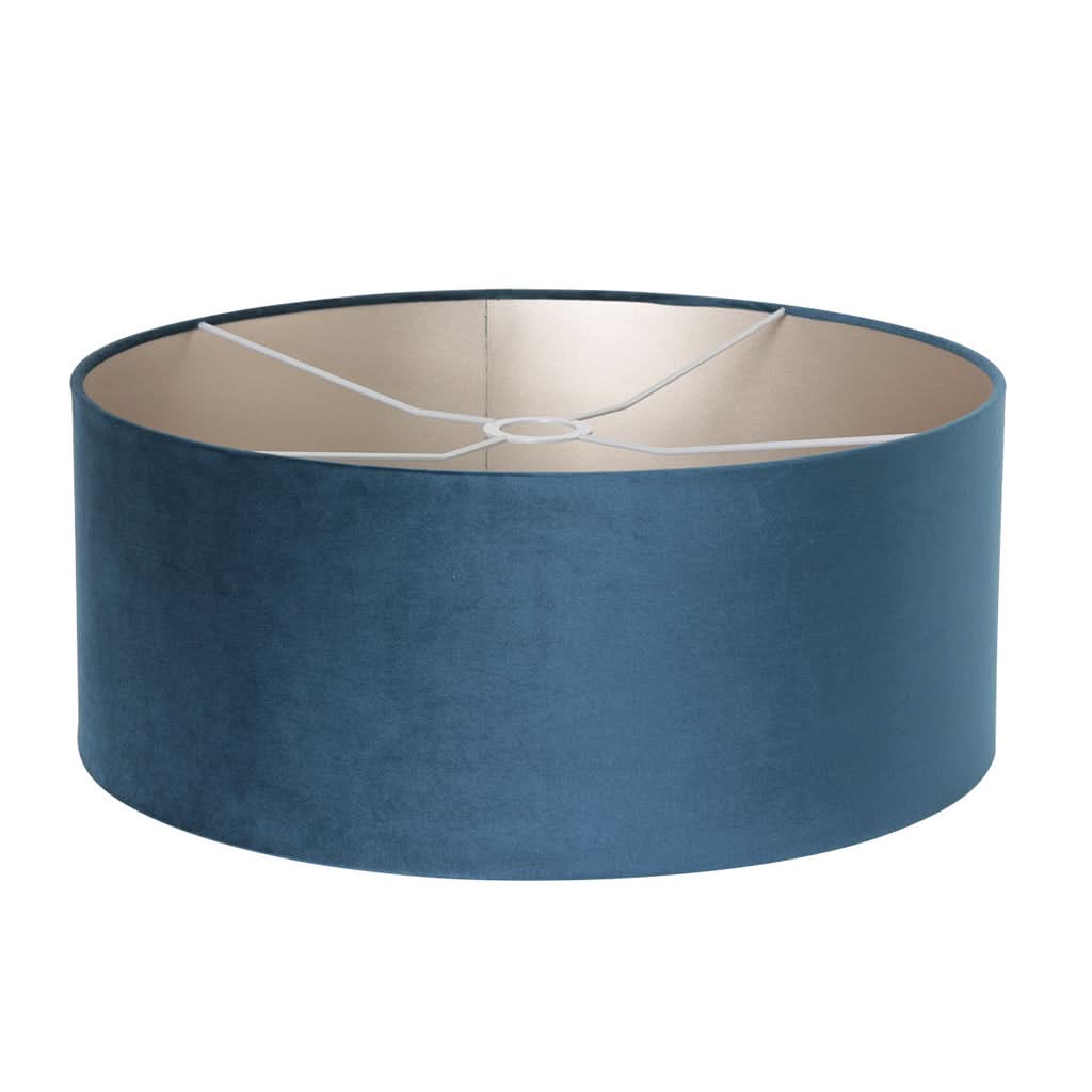 Abat-jour velours bleu de la suspension Velira, intérieur argenté réfléchissant