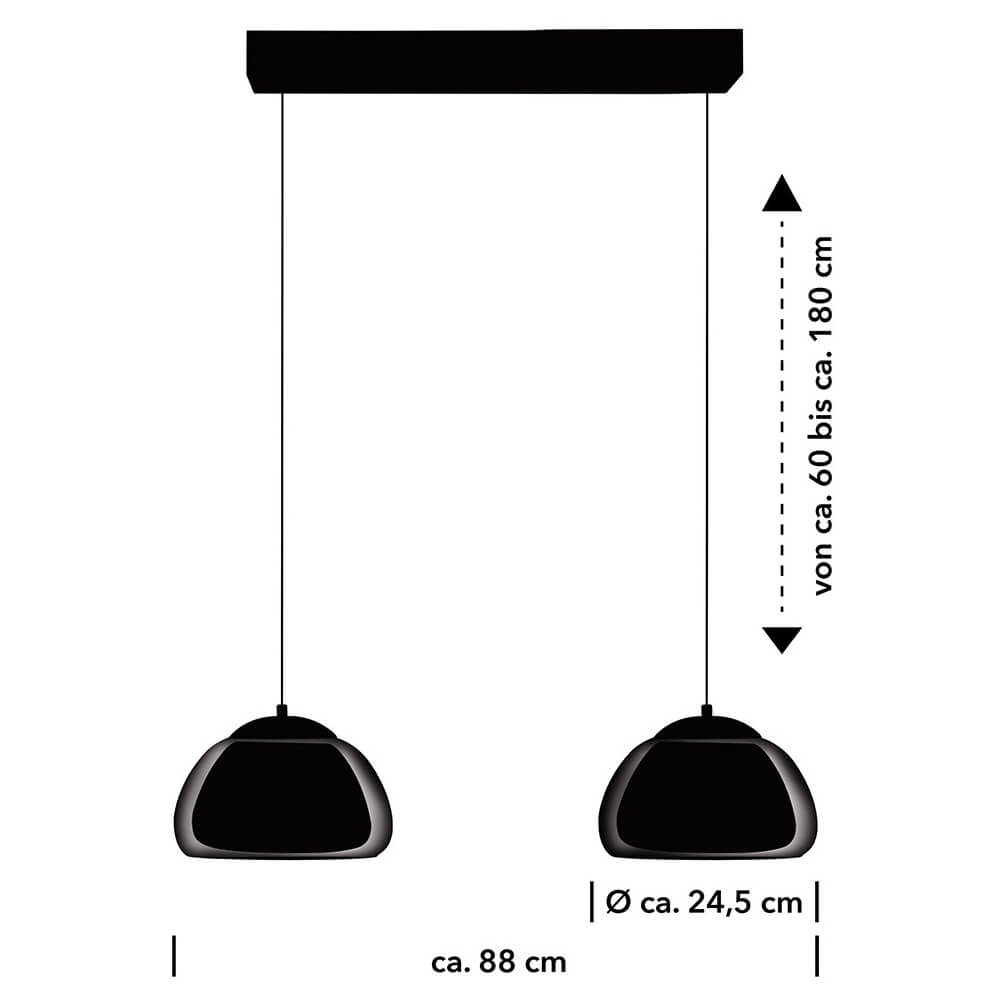 Suspension Luxxo noire et fumée, verre, L 89 cm