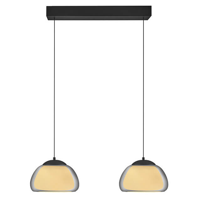 Suspension Luxxo noire et fumée, verre, L 89 cm