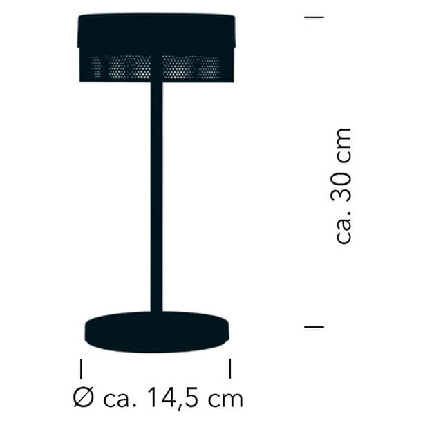 Schéma de dimensions affichant la hauteur totale de 30 cm et le diamètre de base