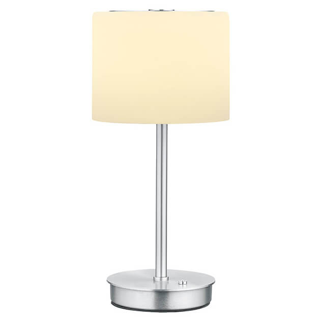Lampe à poser Abby aluminium et opale, verre
