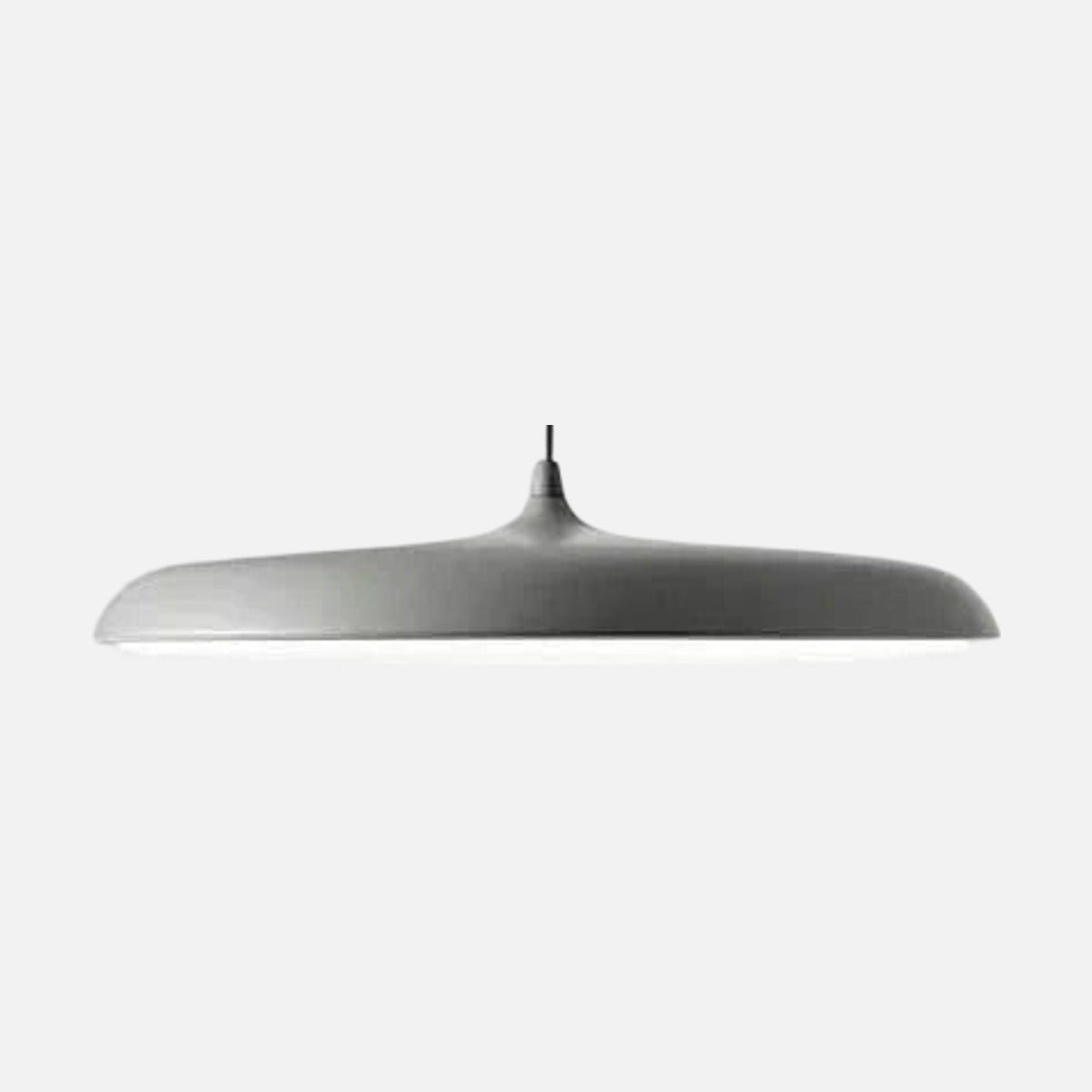 Suspension scandinave disque plat gris — abat-jour aluminium minimaliste