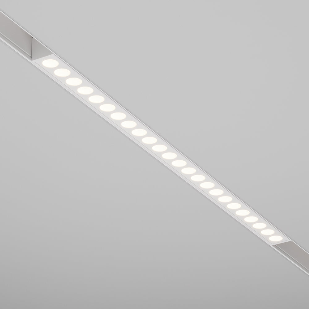 Profil aluminium argenté avec série de points lumineux allumés en blanc