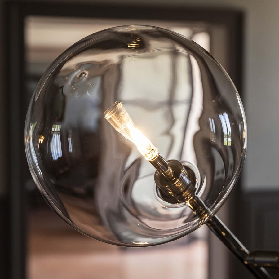 Lampadaire Equinoxe 4 lumières chromé, verre