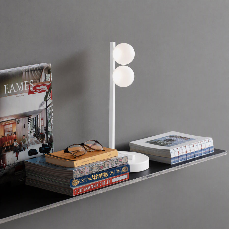 Lampe à poser Ping Pong blanche, verre