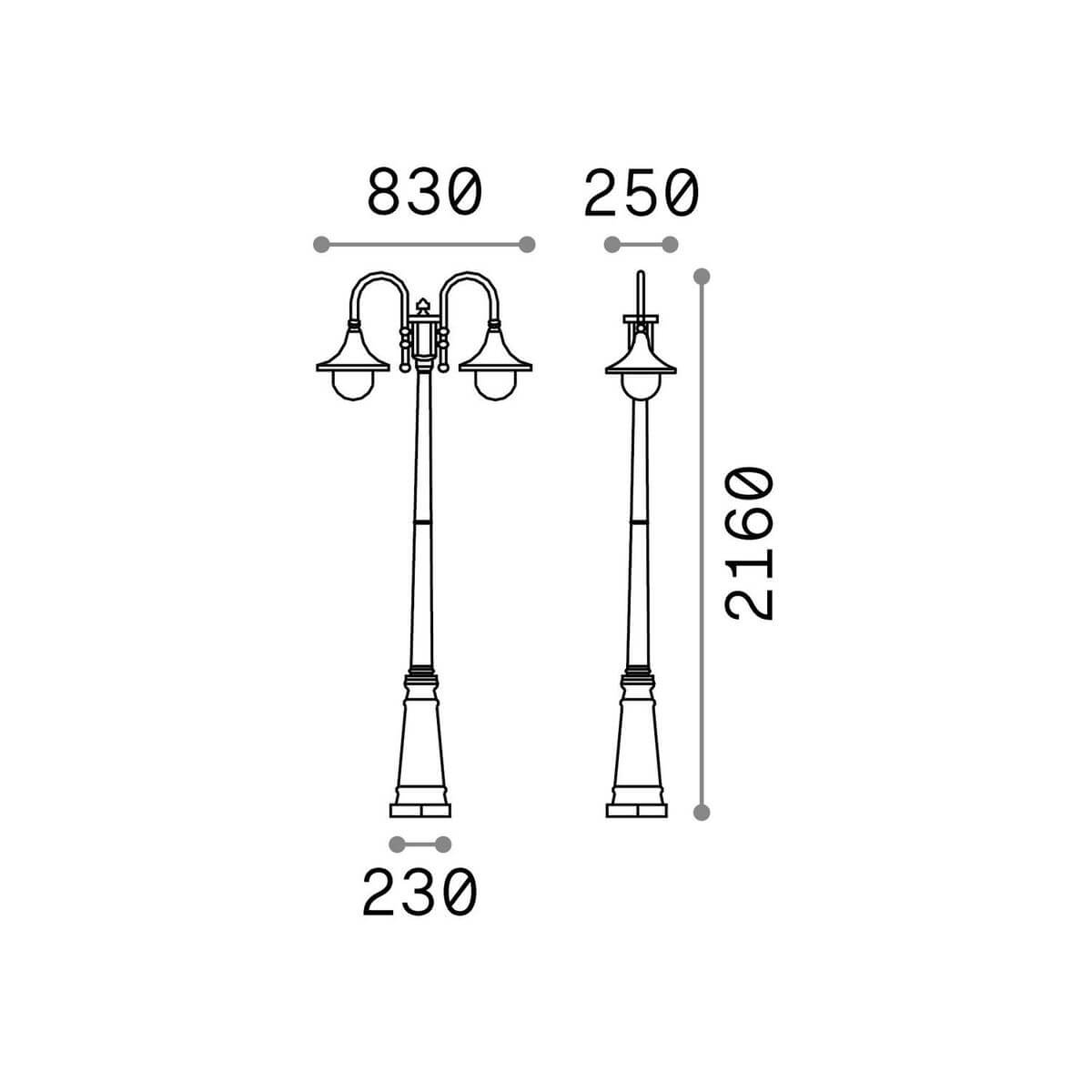 Lampadaire extérieur Cima 2 lumières noir