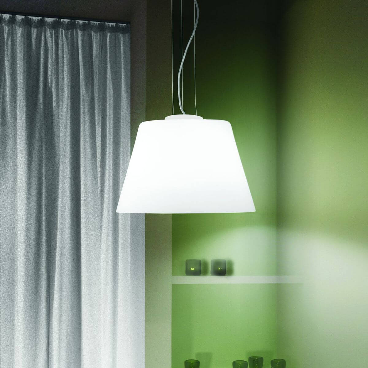 Suspension Cylinder blanche, verre