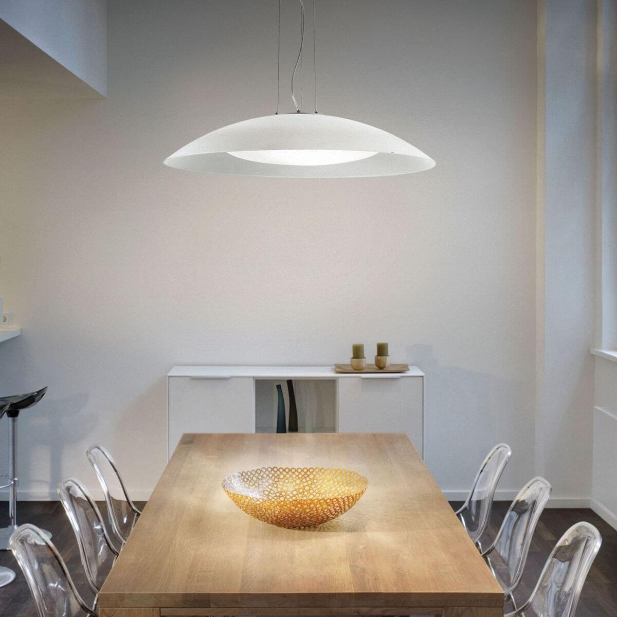 Suspension Lena 3 lumières blanche, verre, Ø 74 cm