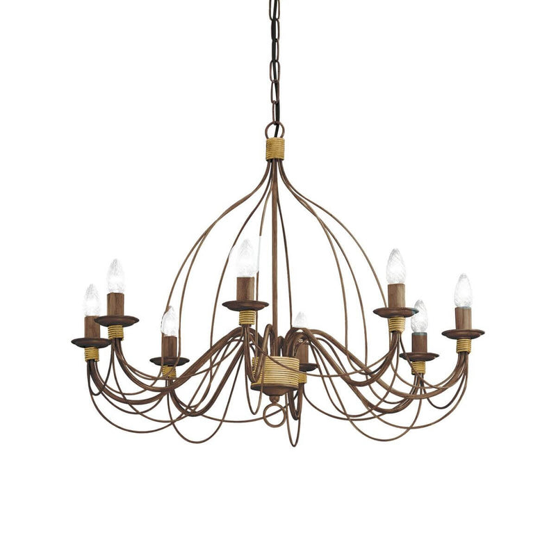 Suspension Corte 8 lumières rouille