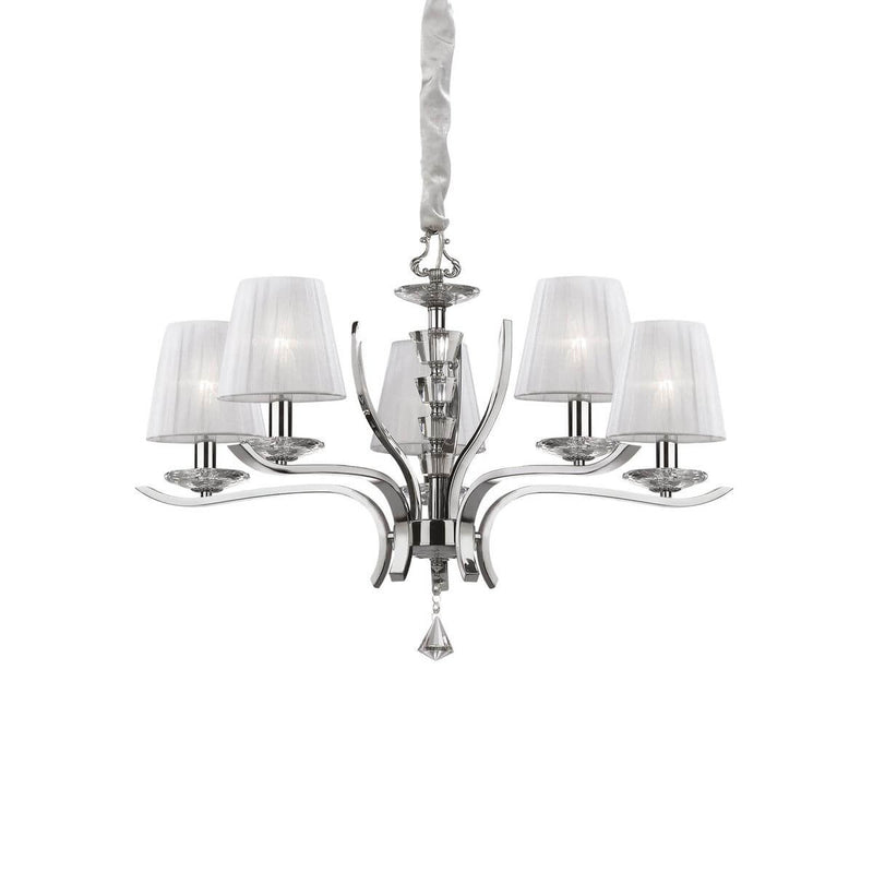 Suspension Pegaso 5 lumières blanche, verre