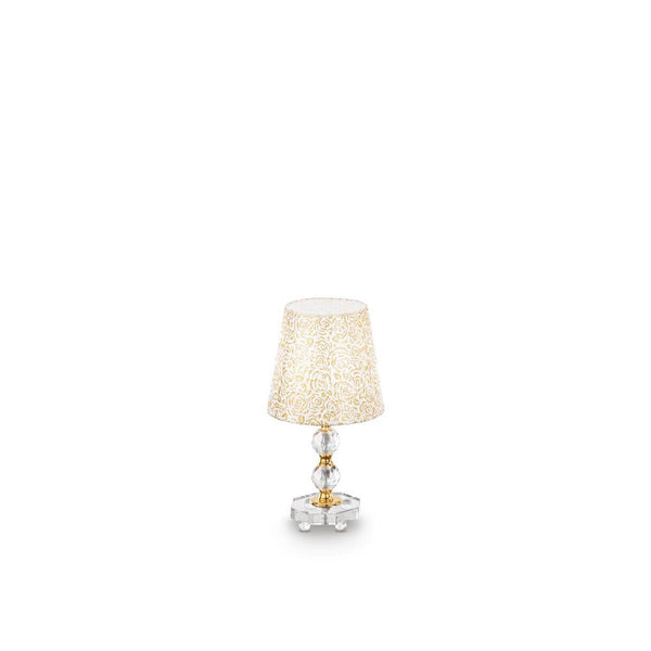 Lampe à poser Queen dorée, verre, Ø 20 cm