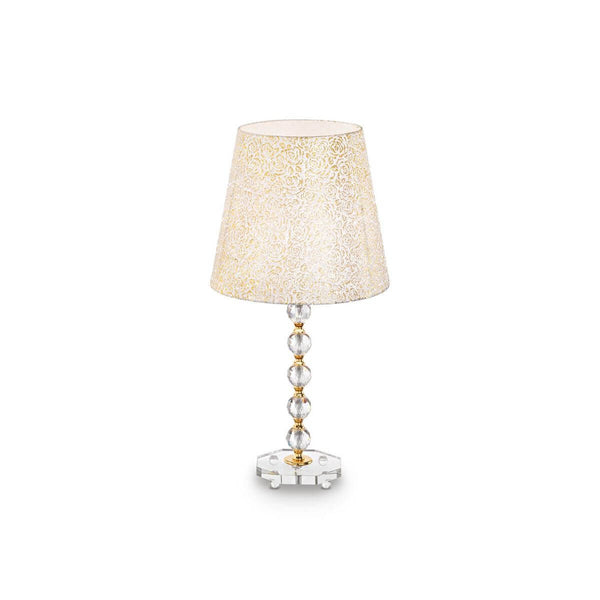 Lampe à poser Queen dorée, verre, Ø 35 cm