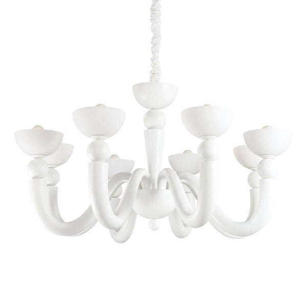 Suspension BON BON 8 lumières blanche, verre
