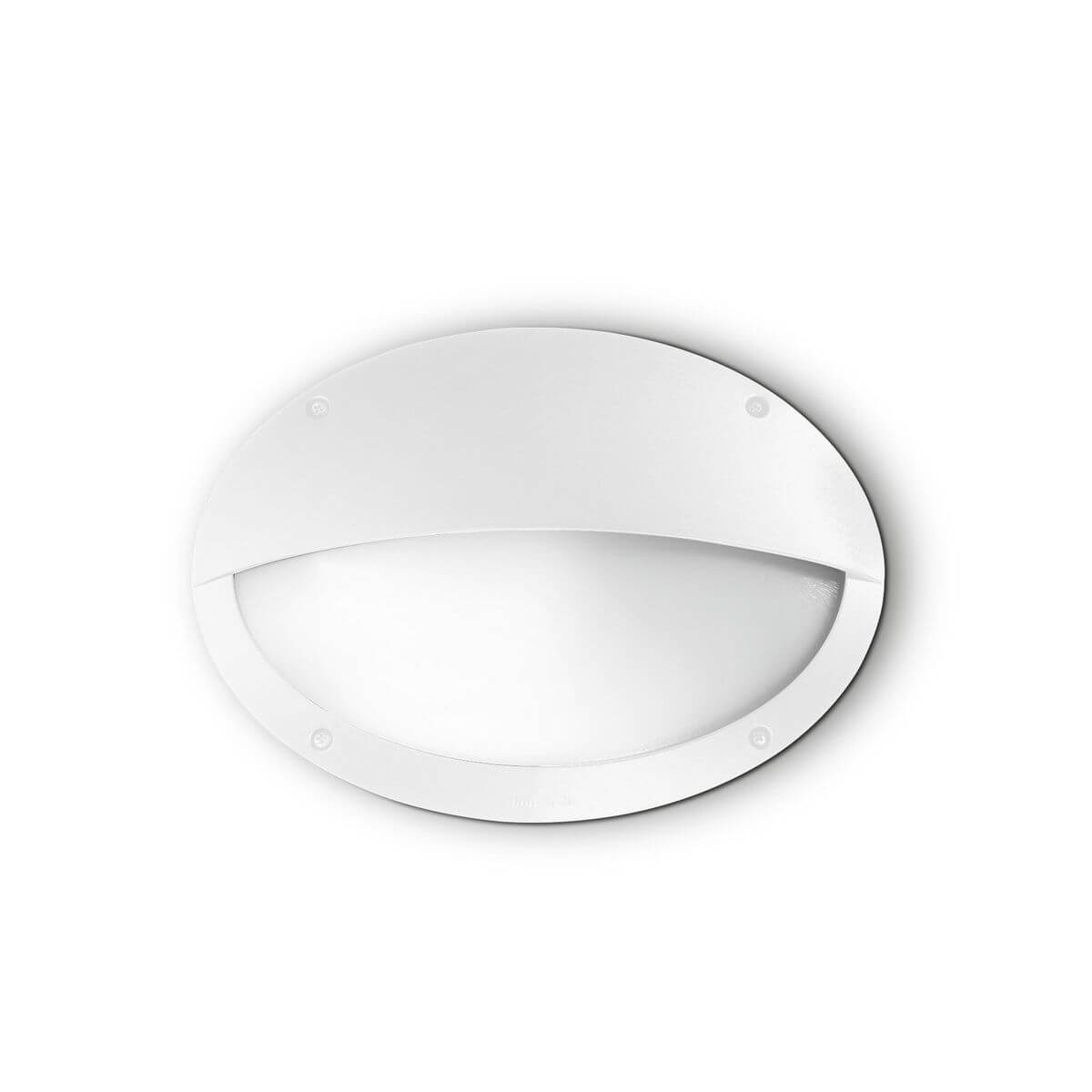 Applique extérieure blanche ovale présentée de face sur fond blanc