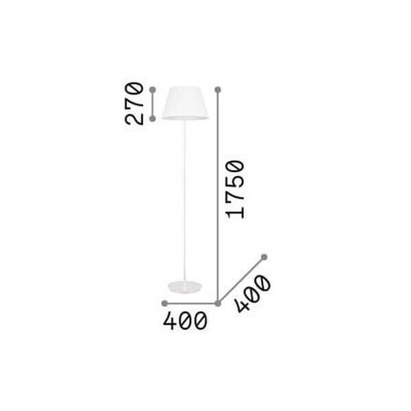 Schéma coté du lampadaire : hauteur 1750, abat-jour 270, base 400 sur 400