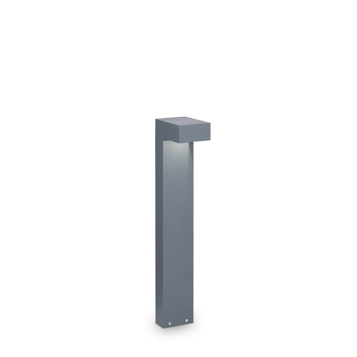 Lampadaire extérieur anthracite de face avec tête en auvent et éclairage vers le bas