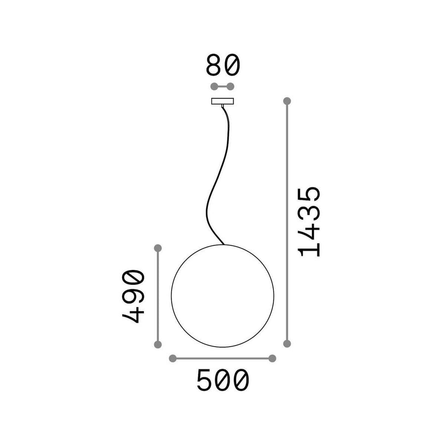 Schéma de dimensions cotées avec hauteur 1435 mm et diamètre 500 mm.