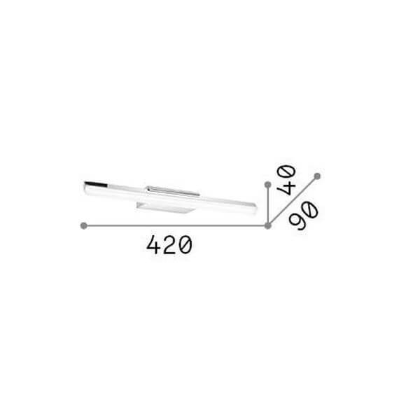 Schéma de dimensions indiquant 420 mm de largeur, 40 et 90 mm de profondeur