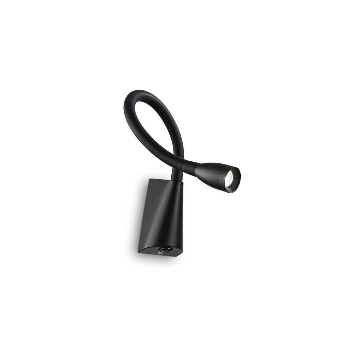 Applique murale noire avec bras flexible formant une boucle et tête orientable
