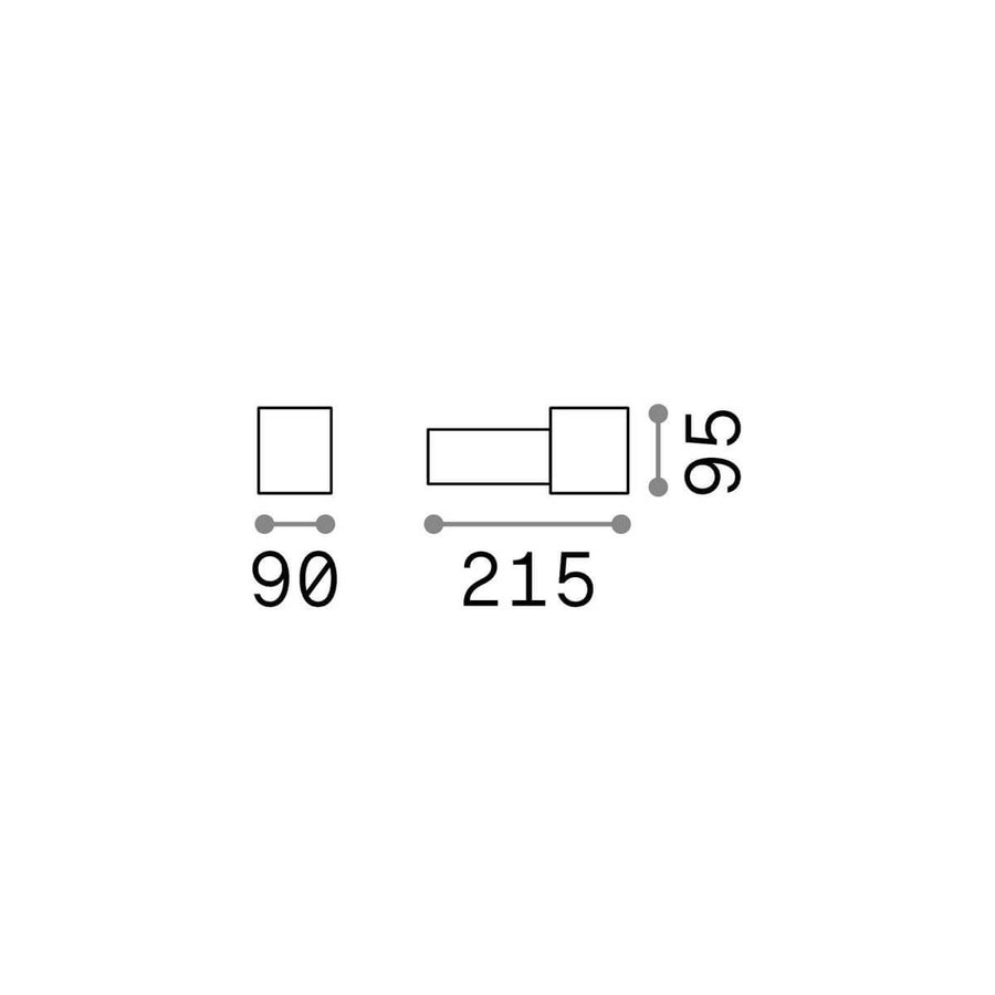 Schéma de dimensions cotées du luminaire : 90, 215 et 95 millimètres