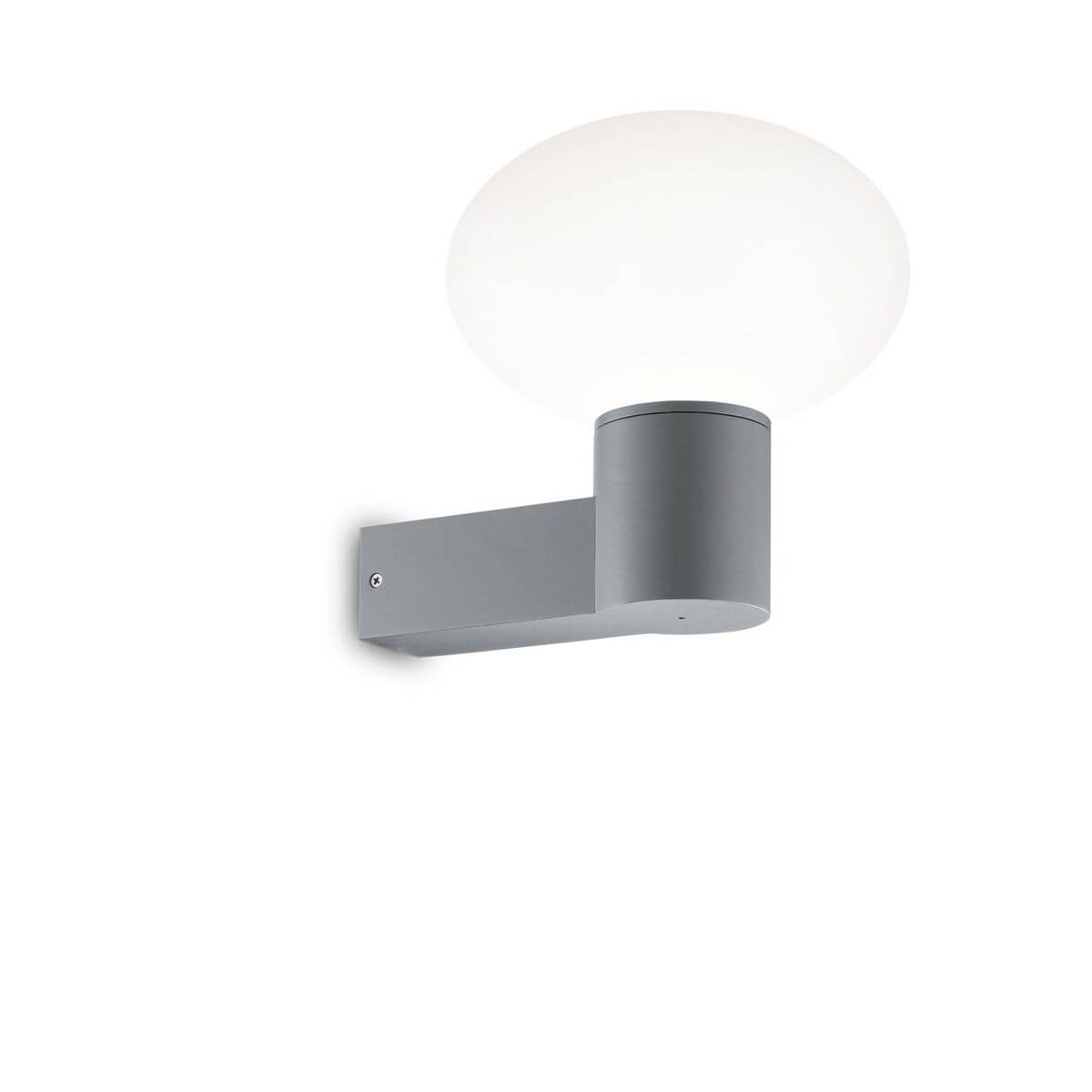 Vue de face de l'applique murale grise avec diffuseur ovale blanc