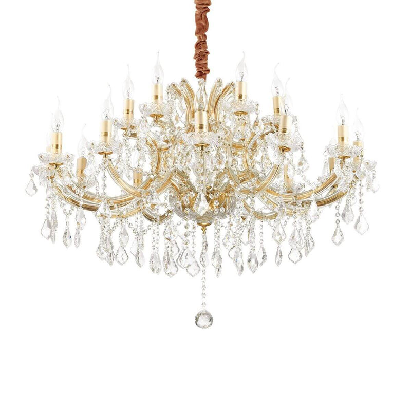 Suspension Napoleon 18 lumières dorée, cristal