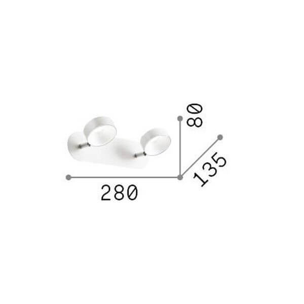 Schéma coté indiquant 280 mm de largeur, 135 mm de profondeur et 80 mm de hauteur