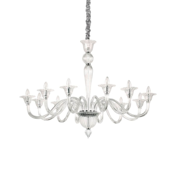 Suspension Brigitta 12 lumières transparente, verre