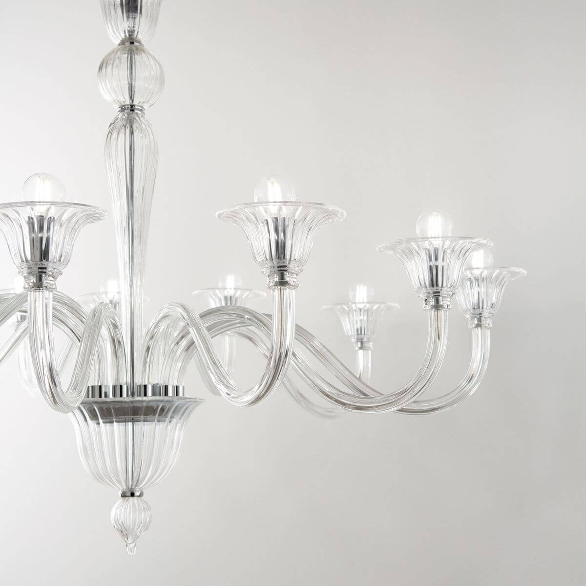 Suspension Brigitta 12 lumières transparente, verre