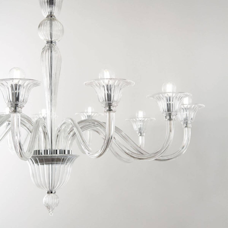 Suspension Brigitta 12 lumières transparente, verre