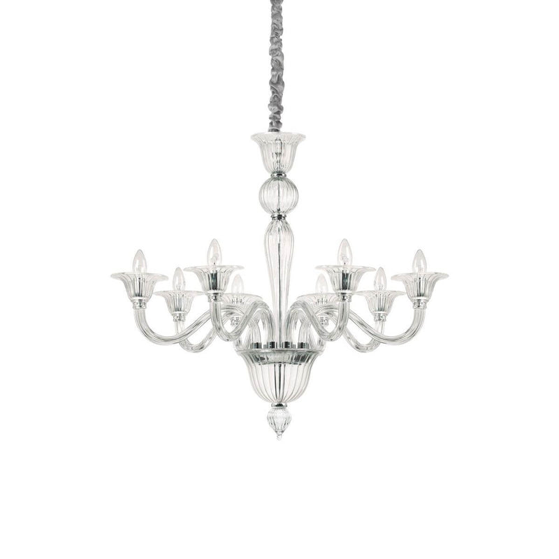 Suspension Brigitta 8 lumières transparente, verre