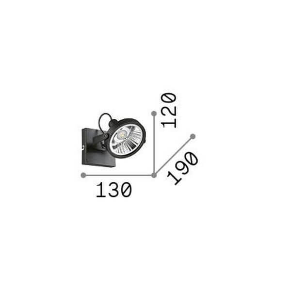 Schéma de dimensions du luminaire avec cotes 130, 120 et 190 millimètres