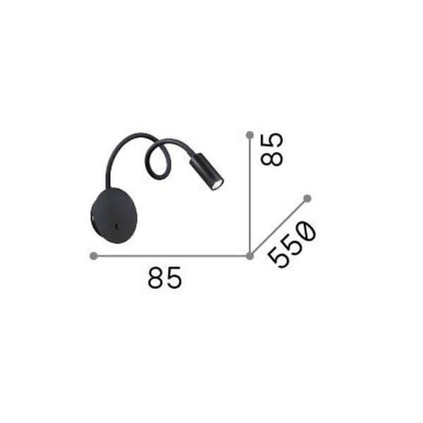 Schéma de dimensions indiquant une base de 85 mm et une portée de 550 mm