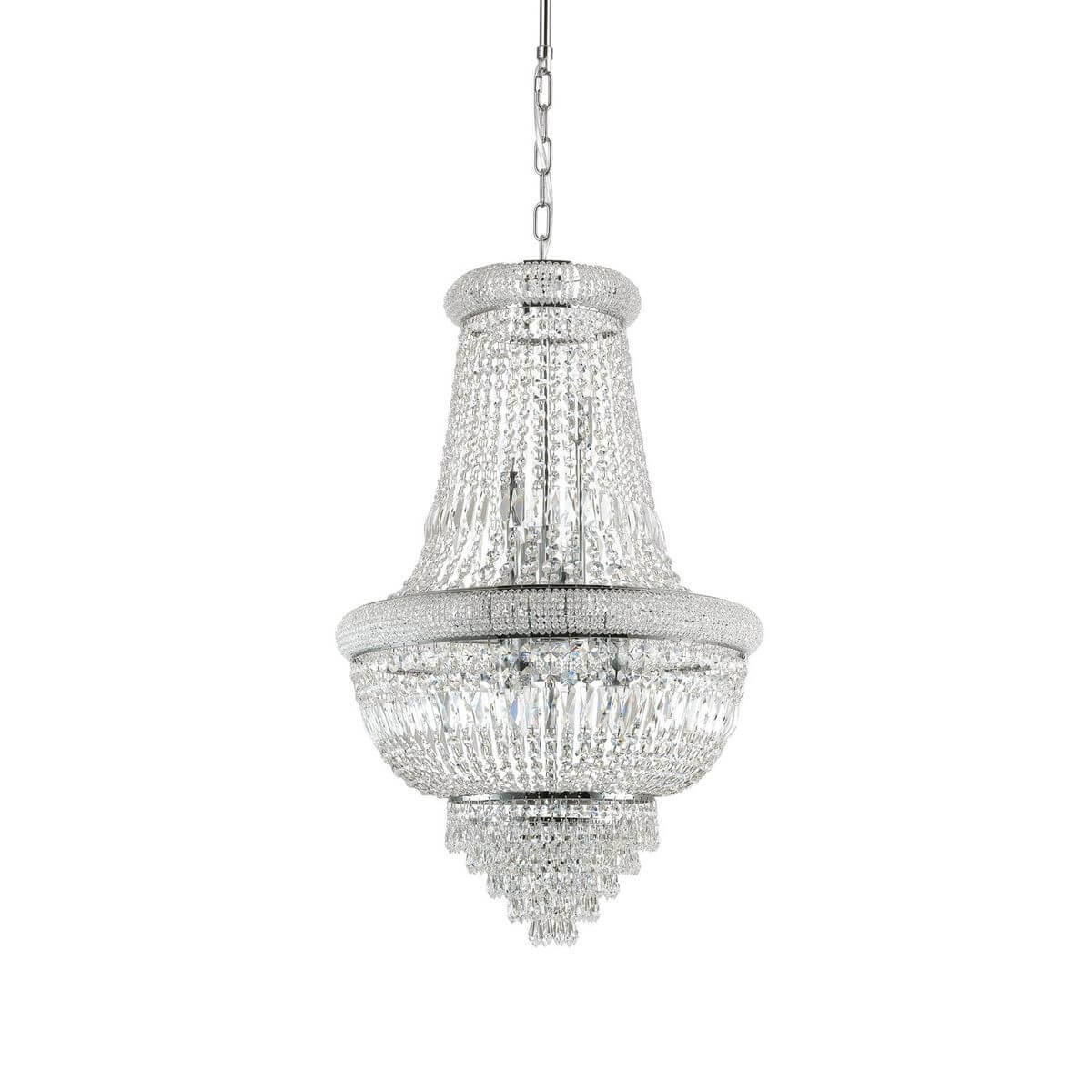 Suspension Dubai 10 lumières chromée, cristal