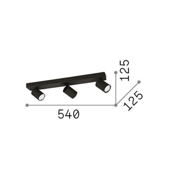 Schéma de dimensions du plafonnier indiquant 540 mm de long et 125 mm.