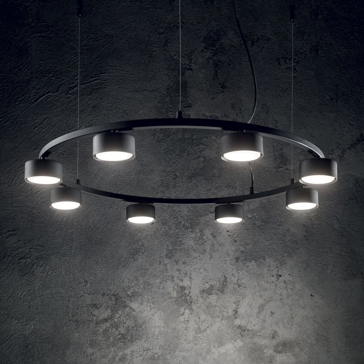 Suspension Minor 8 lumières noire