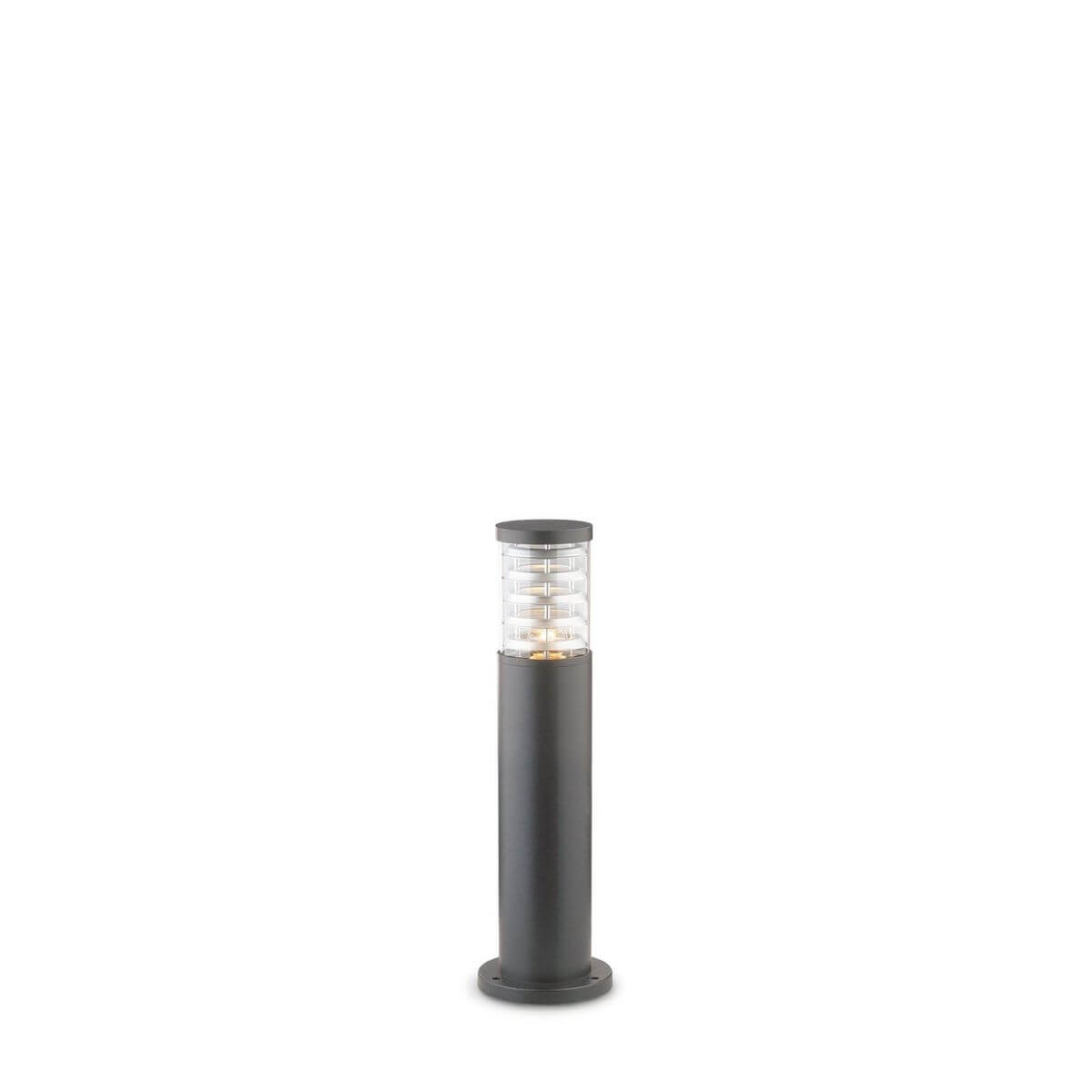 Lampadaire extérieur cylindrique anthracite avec diffuseur transparent nervuré en partie haute