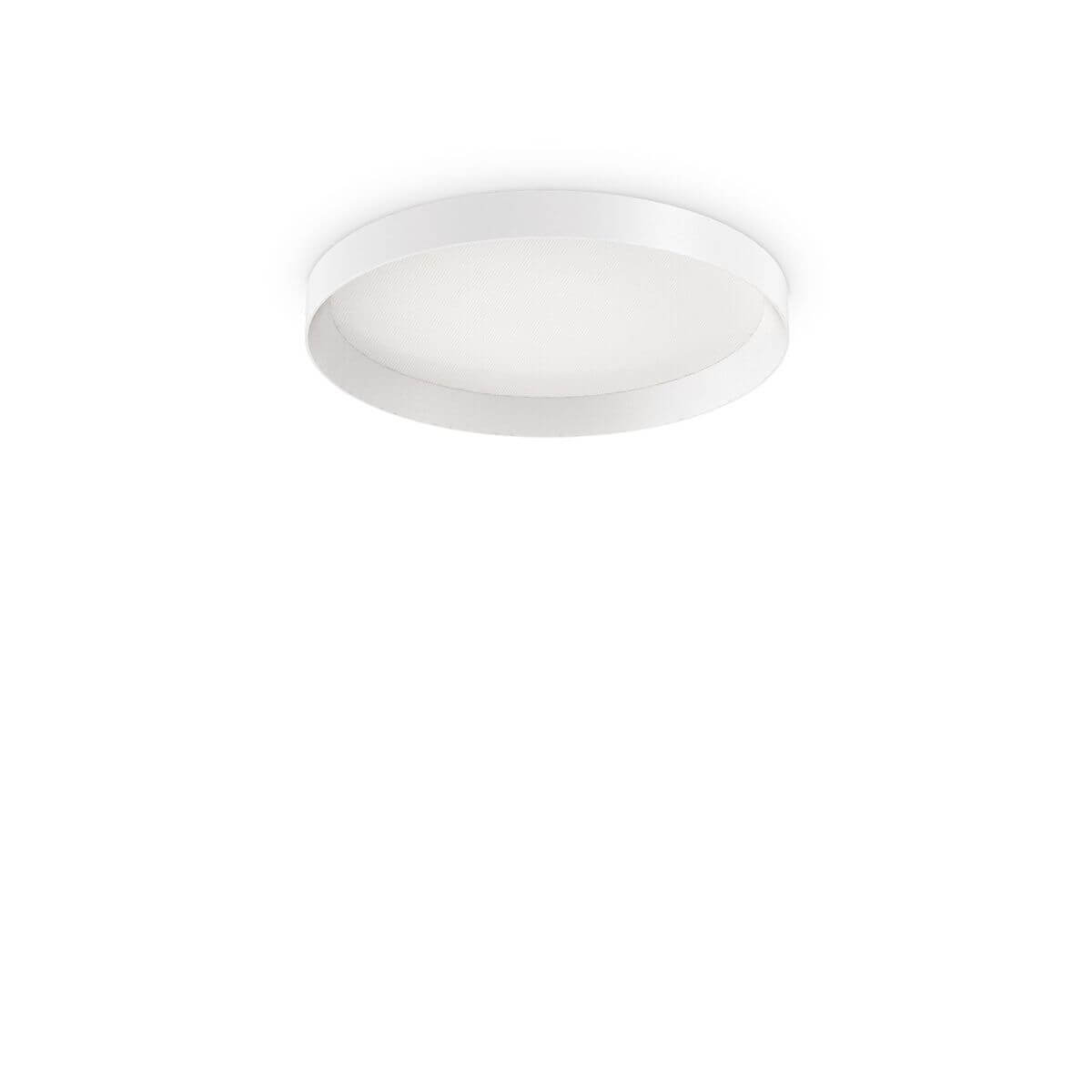 Plafonnier rond blanc vu de face sur fond neutre, diffuseur opale uniforme