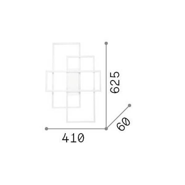 Schéma technique coté du plafonnier, largeur 410 mm, hauteur 625 mm, profondeur 60 mm.