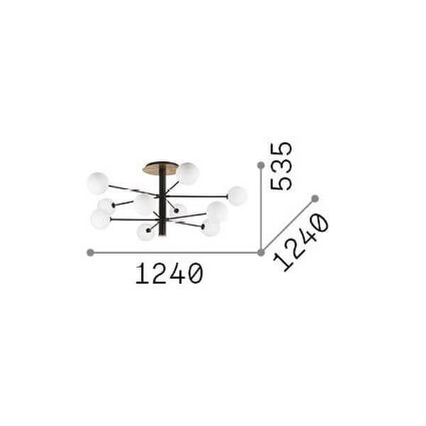 Schéma de dimensions du plafonnier, vue de profil avec mesures 1240 et 535 mm.