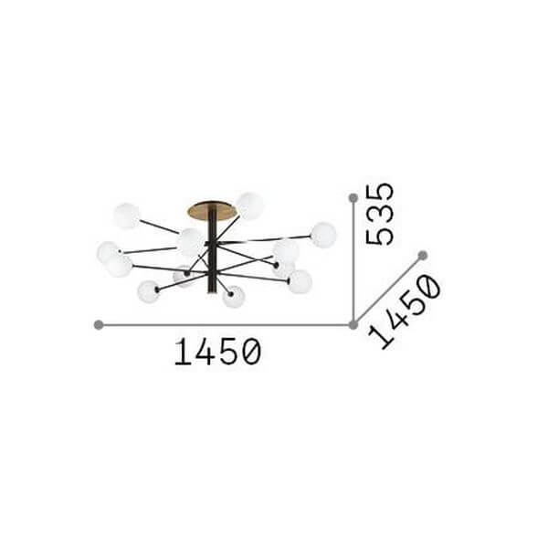 Schéma de dimensions du luminaire : largeur et profondeur 1450, hauteur 535.