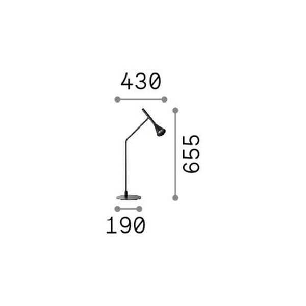 Schéma coté : largeur 430 mm, hauteur 655 mm, base 190 mm.