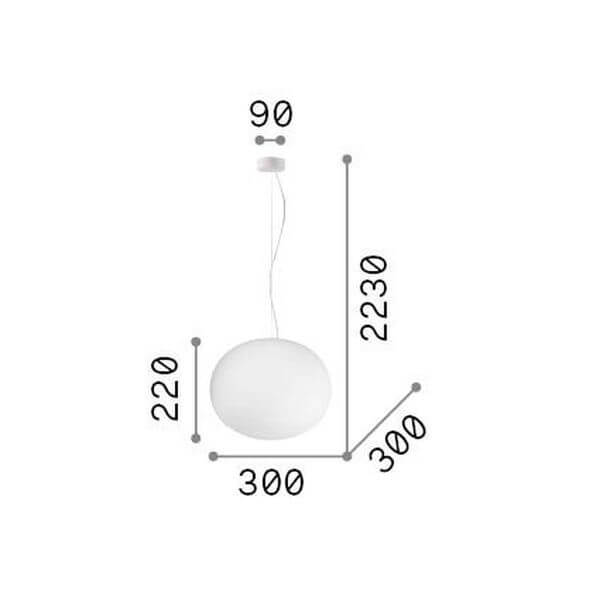 Suspension Cotton blanche, verre, Ø 30 cm