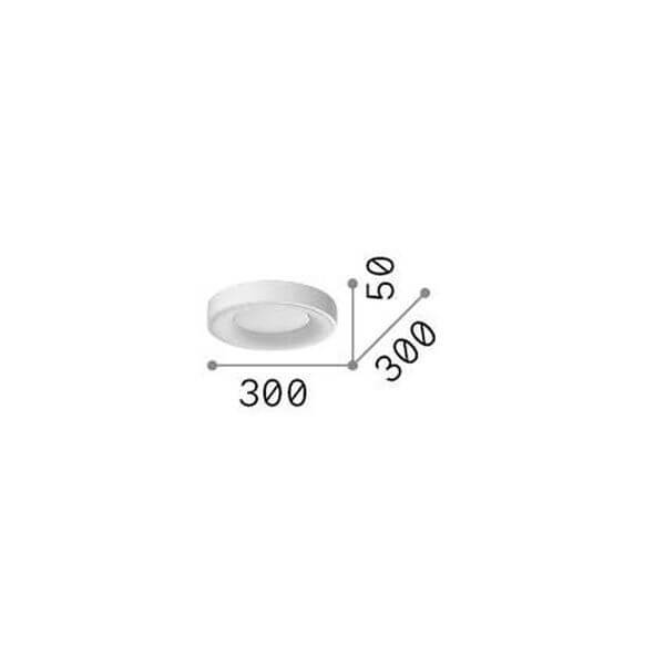 Schéma coté du plafonnier : diamètre 300 mm et hauteur 50 mm