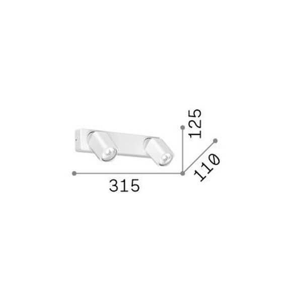 Schéma coté de l'applique avec largeur 315 mm, hauteur 125 mm et profondeur 110 mm