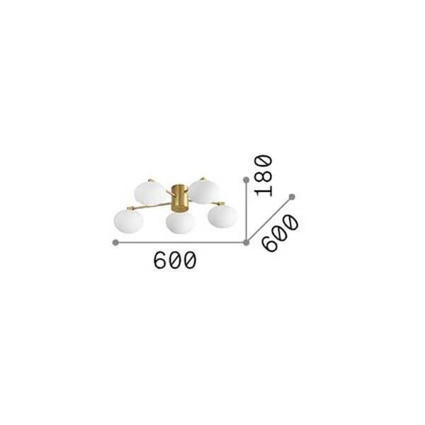 Schéma coté du plafonnier : 600 mm de diamètre, 180 mm de hauteur