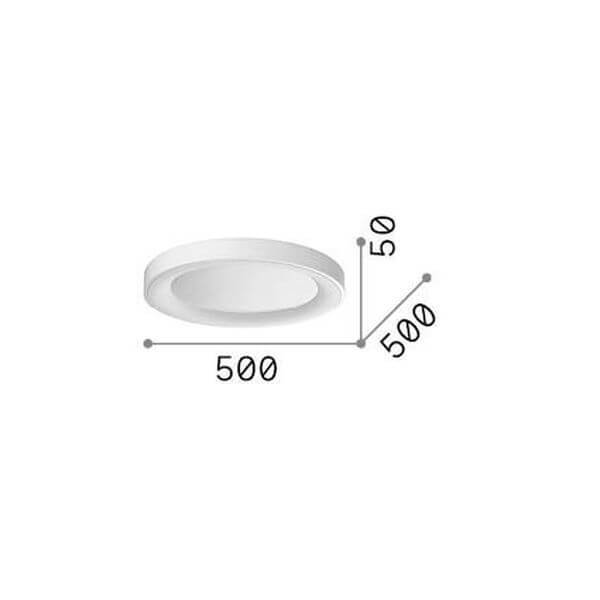 Schéma de dimensions du plafonnier : diamètre 500 mm et hauteur 50 mm